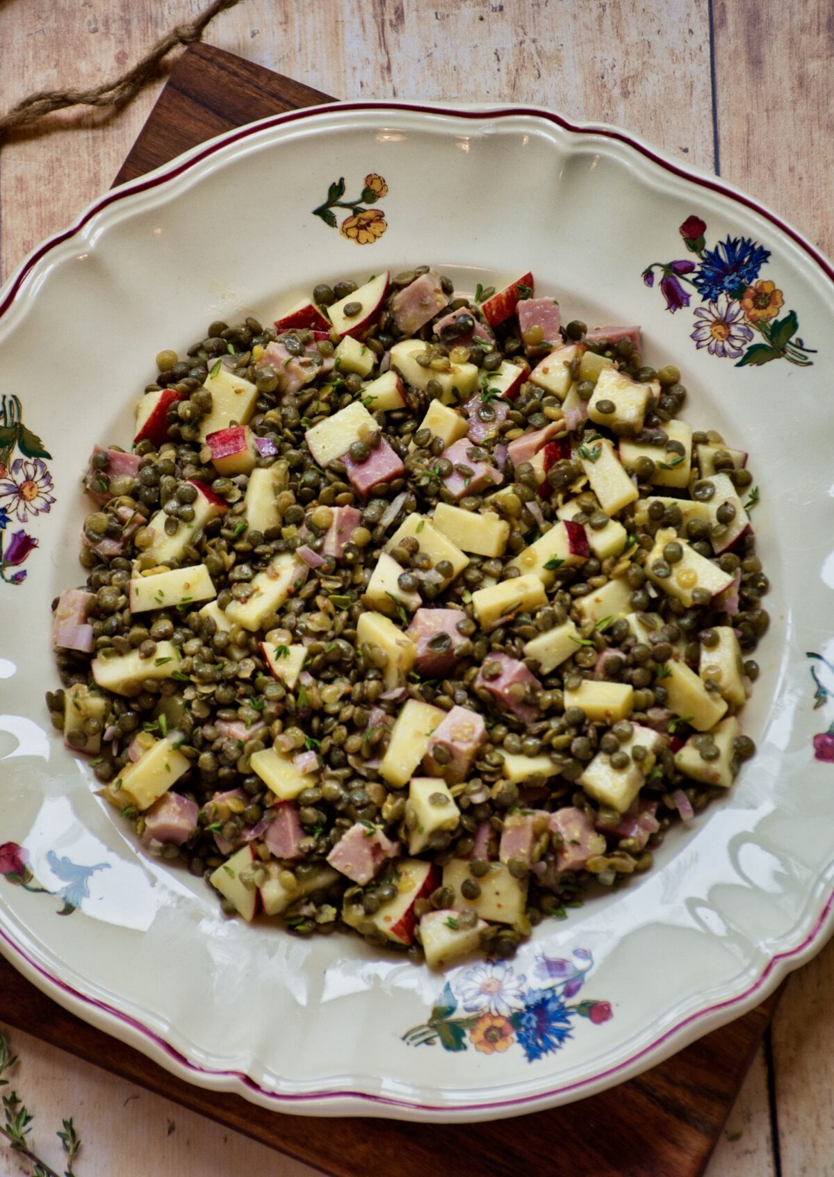 Lentil Salad With Ham, Apples, Comté Cheese