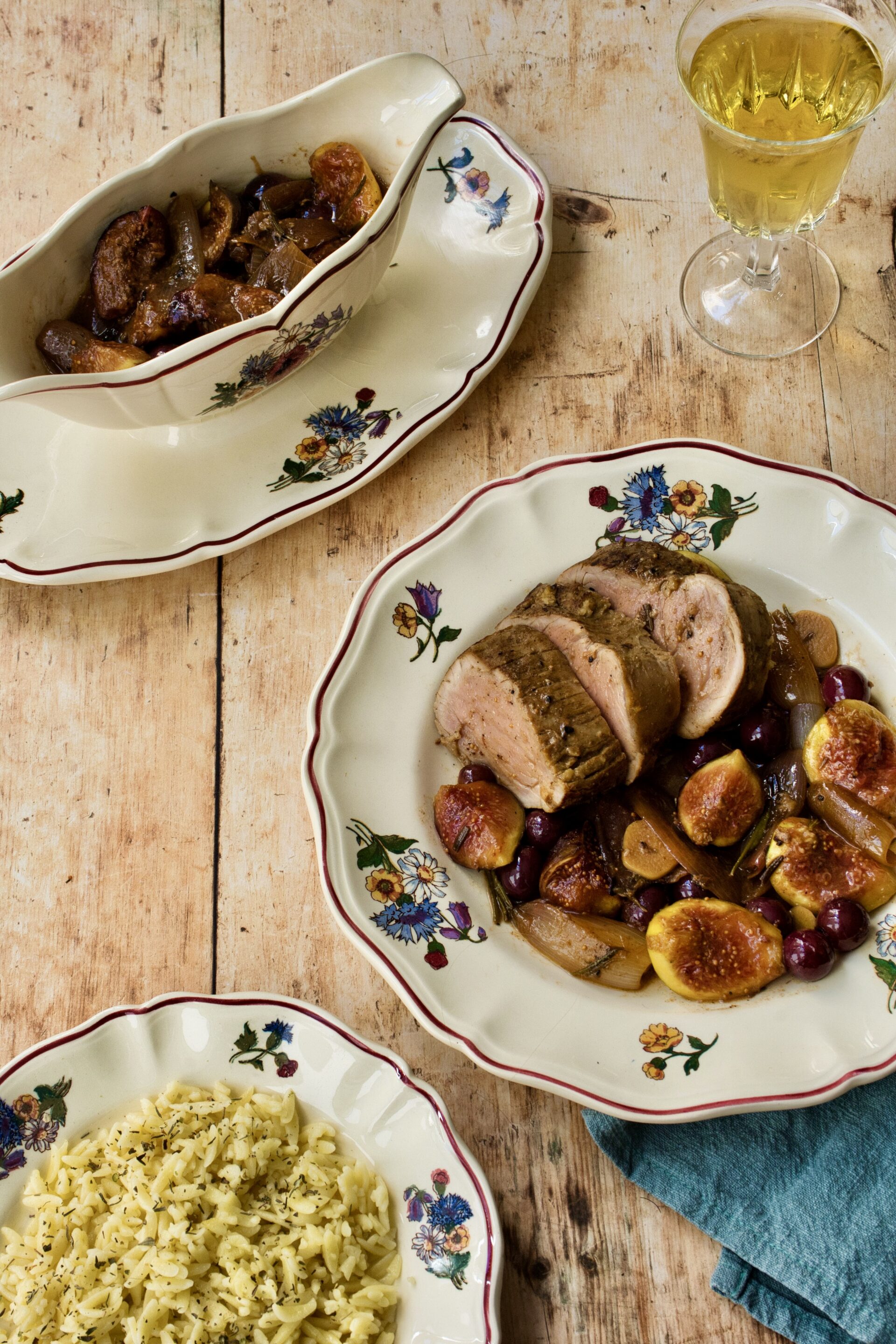 Pork Tenderloin with Figs, Grapes, and Shallots