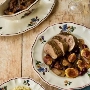 Pork Tenderloin with Figs, Grapes, and Shallots