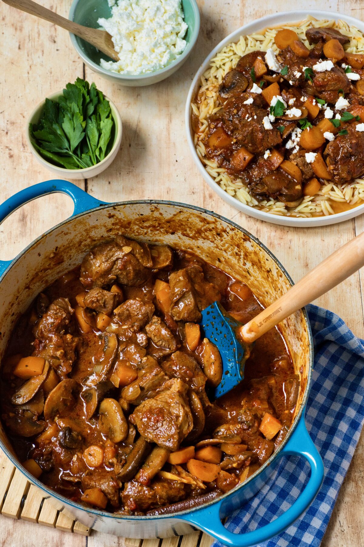 Greek lamb stew plating