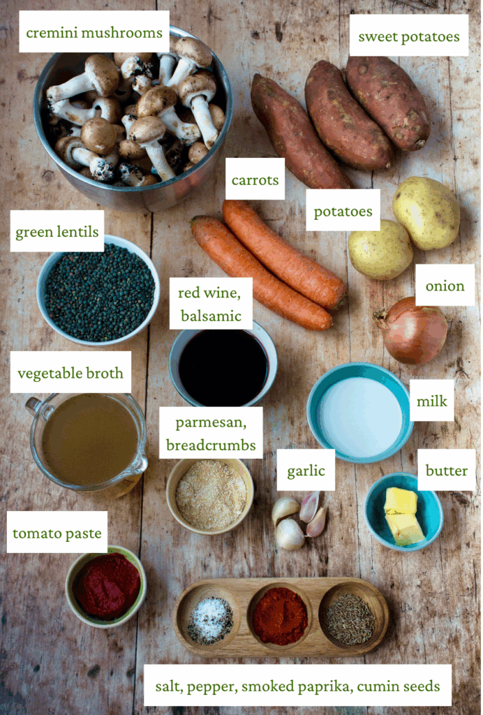 Vegetarian Shepherd's Pie Ingredients